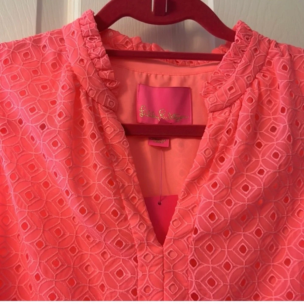 Lilly Pulitzer Novella Coral Sleeveless Eyelet Dress M - Picture 12 of 16